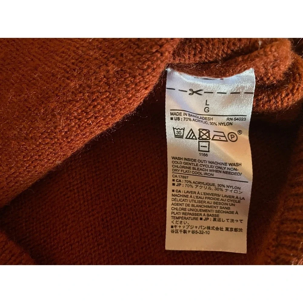 Banana Republic Mens Rust Crewneck Pullover Sweater Large Acrylic Nylon
